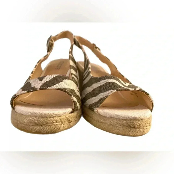 CHICO’S Zebra Print Sandals Women’s Simon Espadrille Wedge Slingback Heels 9 - Picture 6 of 14